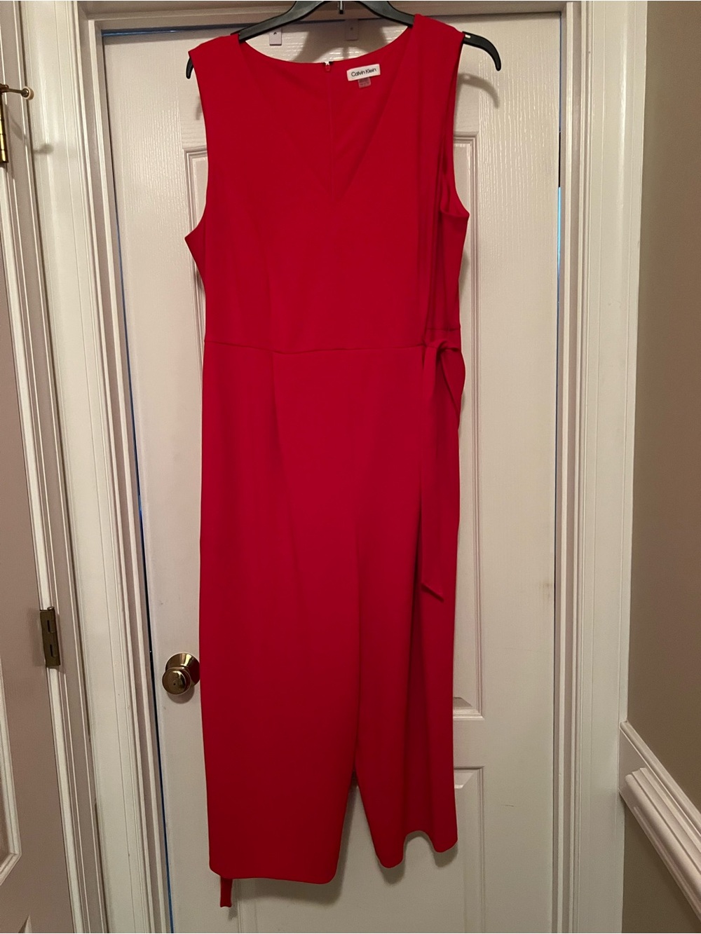 Calvin Klein Vibrant Red Sleeveless Midi Dress